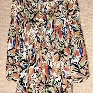Spense Women's Large Top Flowy Boho Blouse Flared Bell Sleeves size L#149